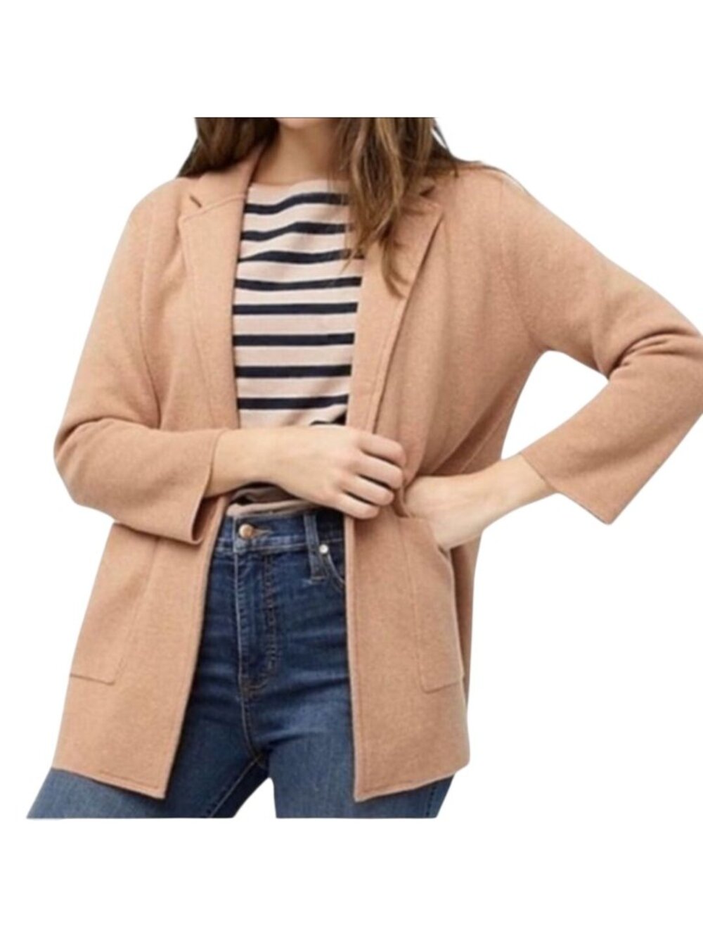 J.Crew Sophie Sweater Blazer Heather Khaki Pockets Wool Blend Size S - Picture 4 of 8